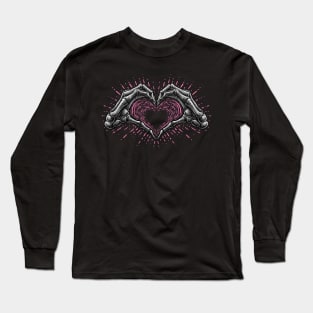 Skeleton Heart Hand Sign Long Sleeve T-Shirt